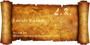 Lerch Kálmán névjegykártya